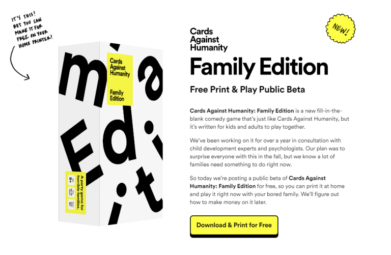 Card game Cartas Contra a Humanidade Family Edition é lançado gratuitamente