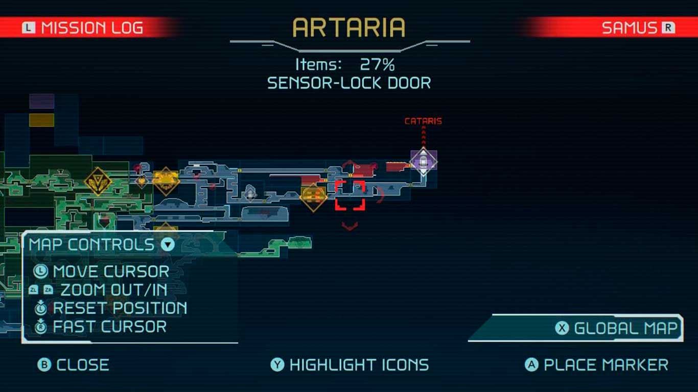 Em Artaria, vá para o lado direito do mapa e atravesse a porta com sensor de presença usando Phantom Cloak